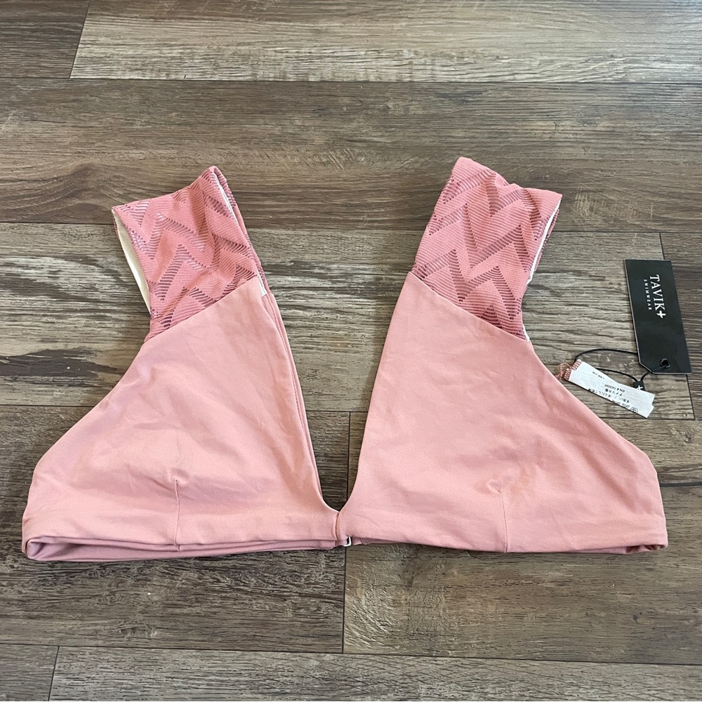 Tavik chevron rose swim beach bikini top L - Picture 2 of 5